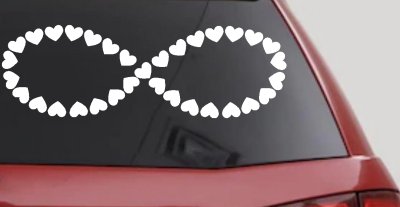 Infinity With Hearts Car or Truck Window Vinyl Decal Sticker