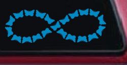 Infinity With Butterflys Car or Truck Window Vinyl Decal Sticker (Blue)