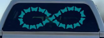 Infinity With Butterflys Car or Truck Window Vinyl Decal Sticker (Turquoise Blue)