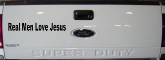 Real Men Love Jesus Christian Car or Truck Window Decal Sticker (Black)