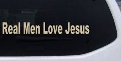 Real Men Love Jesus Christian Car or Truck Window Decal Sticker (Desert Sand)