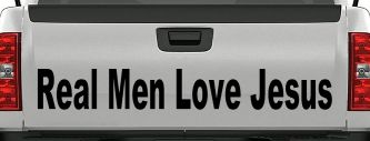 Real Men Love Jesus Christian Car or Truck Window Decal Sticker (Matte Black)