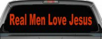 Real Men Love Jesus Christian Car or Truck Window Decal Sticker (Orange Red)