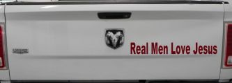 Real Men Love Jesus Christian Car or Truck Window Decal Sticker (Purple Red)