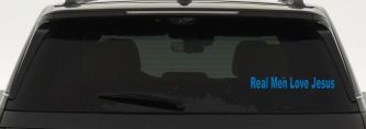 Real Men Love Jesus Christian Car or Truck Window Vinyl Decal Sticker (Sky Blue)