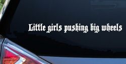 Little Girls Pushing Big Wheels Off Road Car or Truck Window Decal Sticker