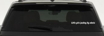 Little Girls Pushing Big Wheels Off Road Car or Truck Window Decal Sticker (White)