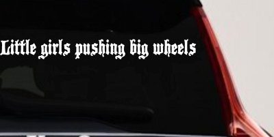 Little Girls Pushing Big Wheels Off Road Car or Truck Window Vinyl Decal Sticker