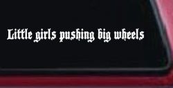 Little Girls Pushing Big Wheels Off Road Car or Truck Window Decal Sticker