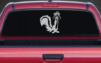 Pepe Le Pew Suprised Cartoons Car or Truck Window Decal Sticker (Light Gray)
