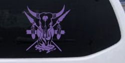 Bull Skull Spears Campfire Feathers Western Native American Indian Car or Truck Window Vinyl Decal Sticker (Purple)