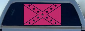 Confederate Southern Rebel Battle Flag Country Car or Truck Window Decal Sticker (Hot Pink)