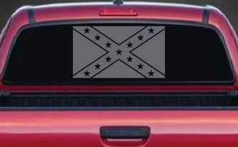 Confederate Southern Rebel Battle Flag Country Car or Truck Window Vinyl Decal Sticker (Silver)