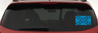 Confederate Southern Rebel Battle Flag Tattered Country Car or Truck Window Decal Sticker (Blue)