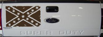Confederate Southern Rebel Battle Flag Tattered Country Car or Truck Window Decal Sticker (Brown)