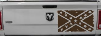 Confederate Southern Rebel Battle Flag Tattered Country Car or Truck Window Decal Sticker (Brown)