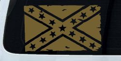 Confederate Southern Rebel Battle Flag Tattered Country Car or Truck Window Decal Sticker (Gold)