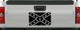 Confederate Southern Rebel Battle Flag Tattered Country Car or Truck Window Decal Sticker (Matte Black)