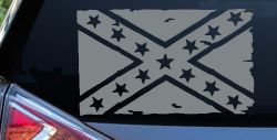 Confederate Southern Rebel Battle Flag Tattered Country Car or Truck Window Decal Sticker (Telegrey)