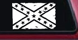 Confederate Southern Rebel Battle Flag Tattered Country Car or Truck Window Decal Sticker