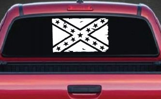 Confederate Southern Rebel Battle Flag Tattered Country Car or Truck Window Decal Sticker
