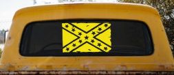 Confederate Southern Rebel Battle Flag Tattered Country Car or Truck Window Decal Sticker (Yellow)
