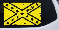 Confederate Southern Rebel Battle Flag Tattered Country Car or Truck Window Decal Sticker (Yellow)