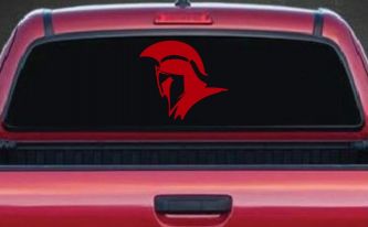 Spartan Knight Helmet Car or Truck Window Decal Sticker (Red)