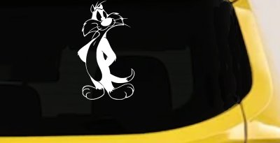 Sylvester The Cat Cartoons Car or Truck Window Vinyl Decal Sticker (White)