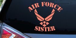 Air Force Sister Military Car or Truck Window Vinyl Decal Sticker (Coral)