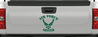 Air Force Sister Military Car or Truck Window Decal Sticker (Dark Green)