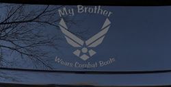 My Brother Wears Combat Boots Air Force Military Car or Truck Window Decal Sticker (Silver)