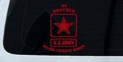 My Brother Wears Combat Boots Army Military Car or Truck Window Vinyl Decal Sticker (Red)