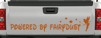 Powered By Fairydust Tinker Bell Tinkerbell Car or Truck Window Decal Sticker (Nut Brown)