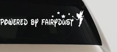 Powered By Fairydust Tinker Bell Tinkerbell Car or Truck Window Vinyl Decal Sticker