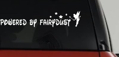 Powered By Fairydust Tinker Bell Tinkerbell Car or Truck Window Vinyl Decal Sticker