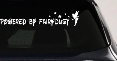 Powered By Fairydust Tinker Bell Tinkerbell Car or Truck Window Vinyl Decal Sticker