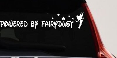 Powered By Fairydust Tinker Bell Tinkerbell Car or Truck Window Vinyl Decal Sticker