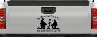 In Memory Of The Brave Men And Women Who Gave All Military Car or Truck Window Decal Sticker (Black)