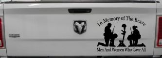 In Memory Of The Brave Men And Women Who Gave All Military Car or Truck Window Decal Sticker (Black)