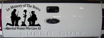 In Memory Of The Brave Men And Women Who Gave All Military Car or Truck Window Decal Sticker (Black)