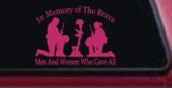 In Memory Of The Brave Men And Women Who Gave All Military Car or Truck Window Vinyl Decal Sticker (Hot Pink)