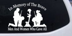 In Memory Of The Brave Men And Women Who Gave All Military Car or Truck Window Decal Sticker