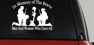 In Memory Of The Brave Men And Women Who Gave All Military Car or Truck Window Vinyl Decal Sticker