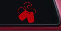 Dog Tags Military Car or Truck Window Decal Sticker (Red)