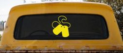 Dog Tags Military Car or Truck Window Decal Sticker (Yellow)