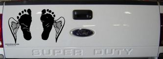 Baby Footprints Angel Wings In Memory Of Car or Truck Window Decal Sticker (Black)