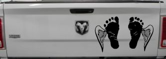 Baby Footprints Angel Wings In Memory Of Car or Truck Window Vinyl Decal Sticker (Black)