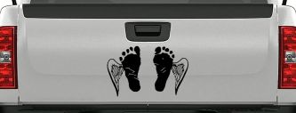Baby Footprints Angel Wings In Memory Of Car or Truck Window Decal Sticker (Matte Black)