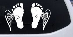 Baby Footprints Angel Wings In Memory Of Car or Truck Window Decal Sticker